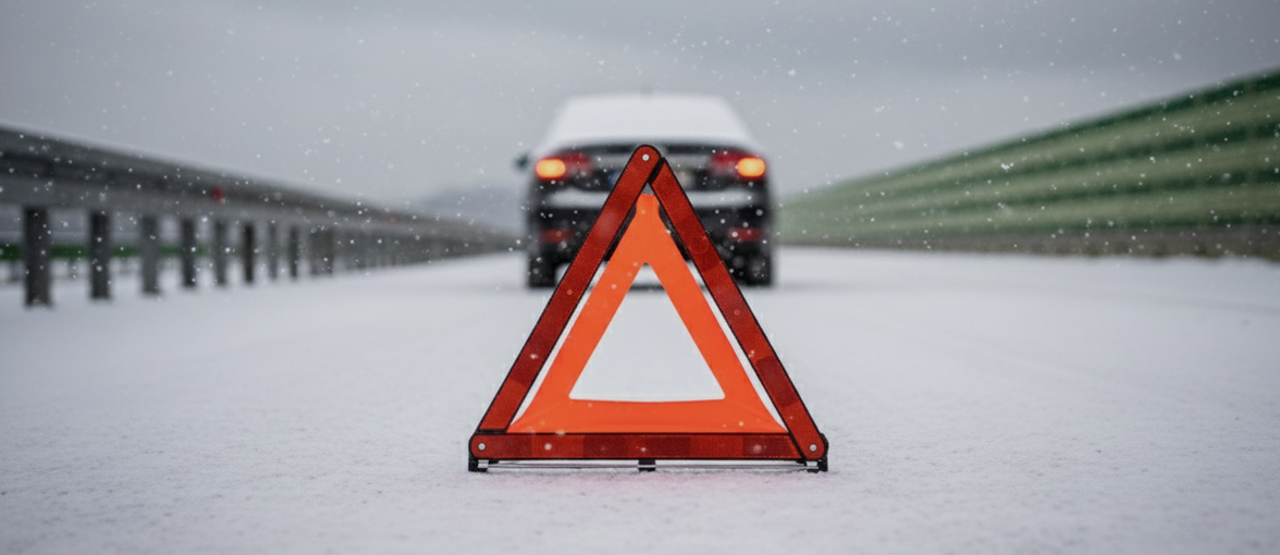 Trójkąt ostrzegawczy za uszkodzonym autem