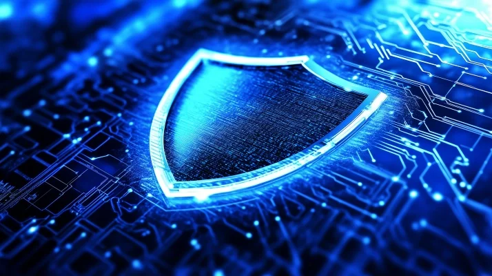 Grafika ilustrująca tarczę symbolizującą ochronę przed atakami cybernetycznymi. Blog