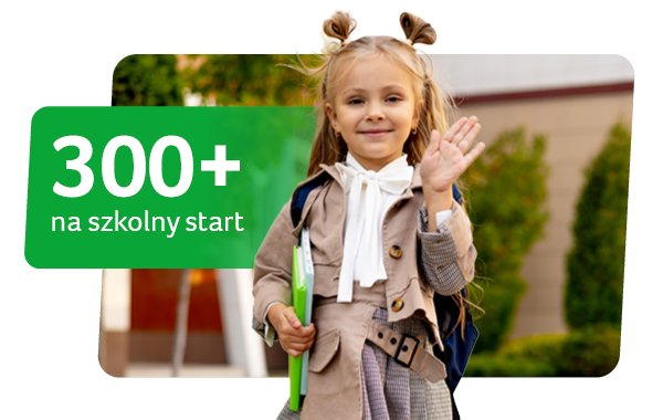 Dziewczynka z plecakiem i książkami pod pachą macha dłonią.