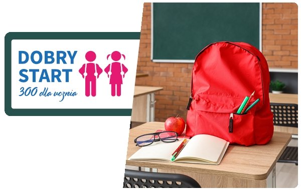 Logo. Dobry start 300 zł na wyprawkę szkolną